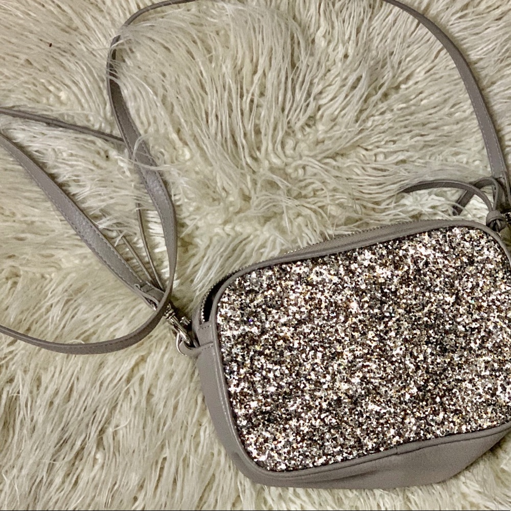 Grey/Silver Sequin Cross Body w/adjustable strap